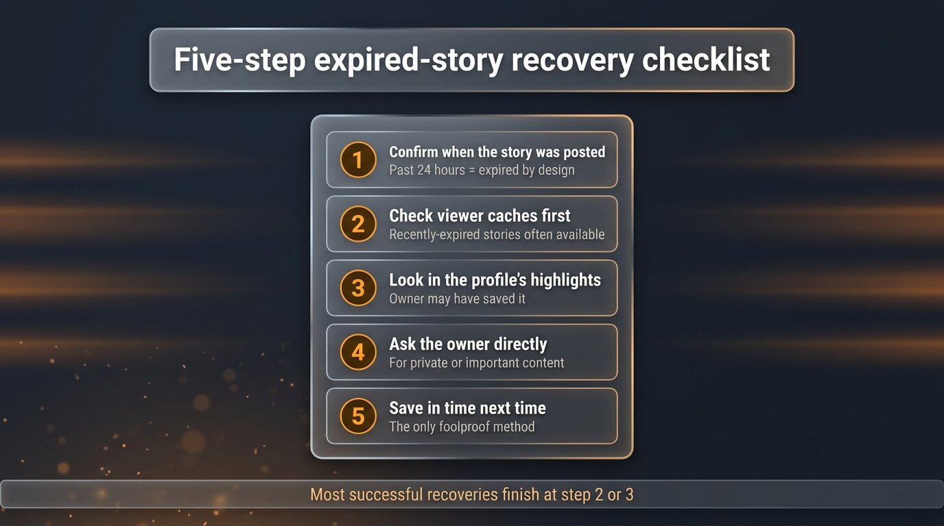 Five-step expired Instagram story recovery checklist