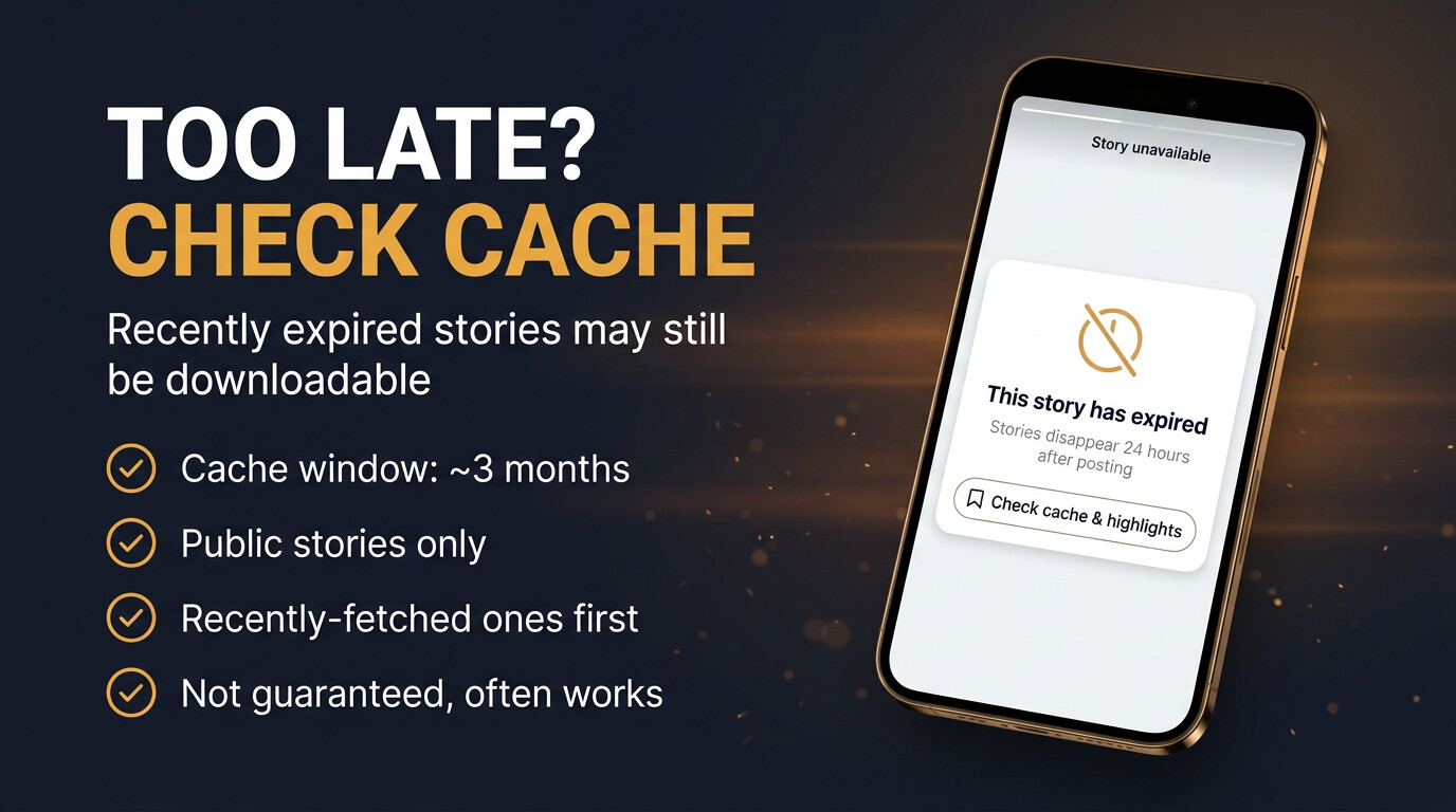 Expired Instagram story showing the recoverable cache window