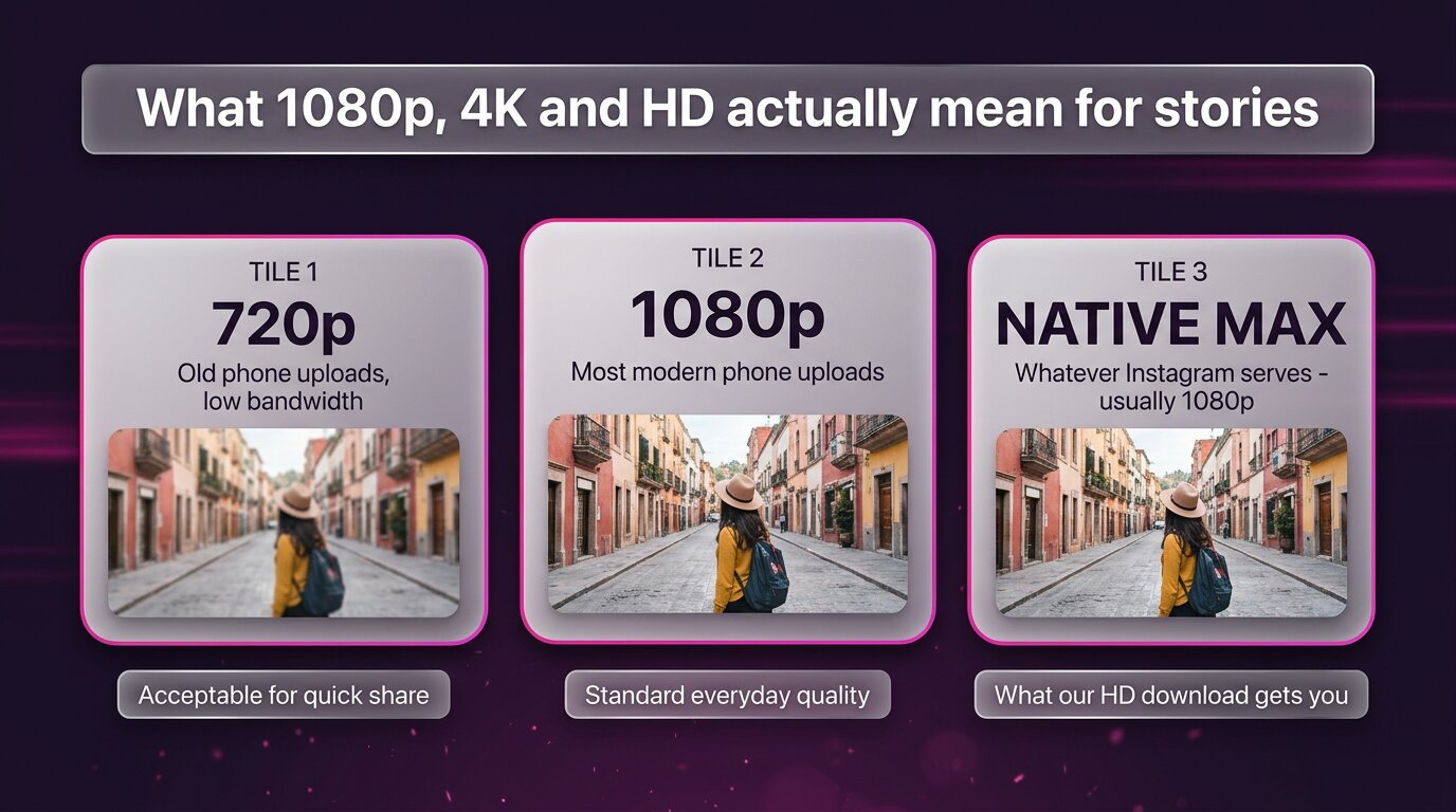 Comparison of 720p, 1080p and native Instagram story resolutions