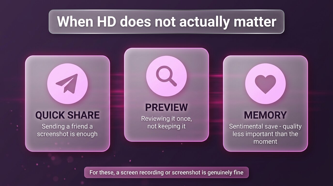 Three times a screenshot or screen recording is genuinely fine