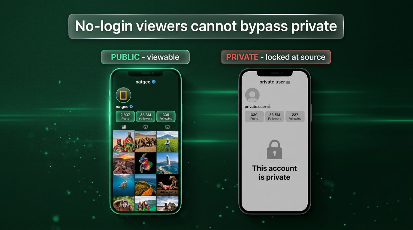 Public account is viewable, private account is not - the boundary