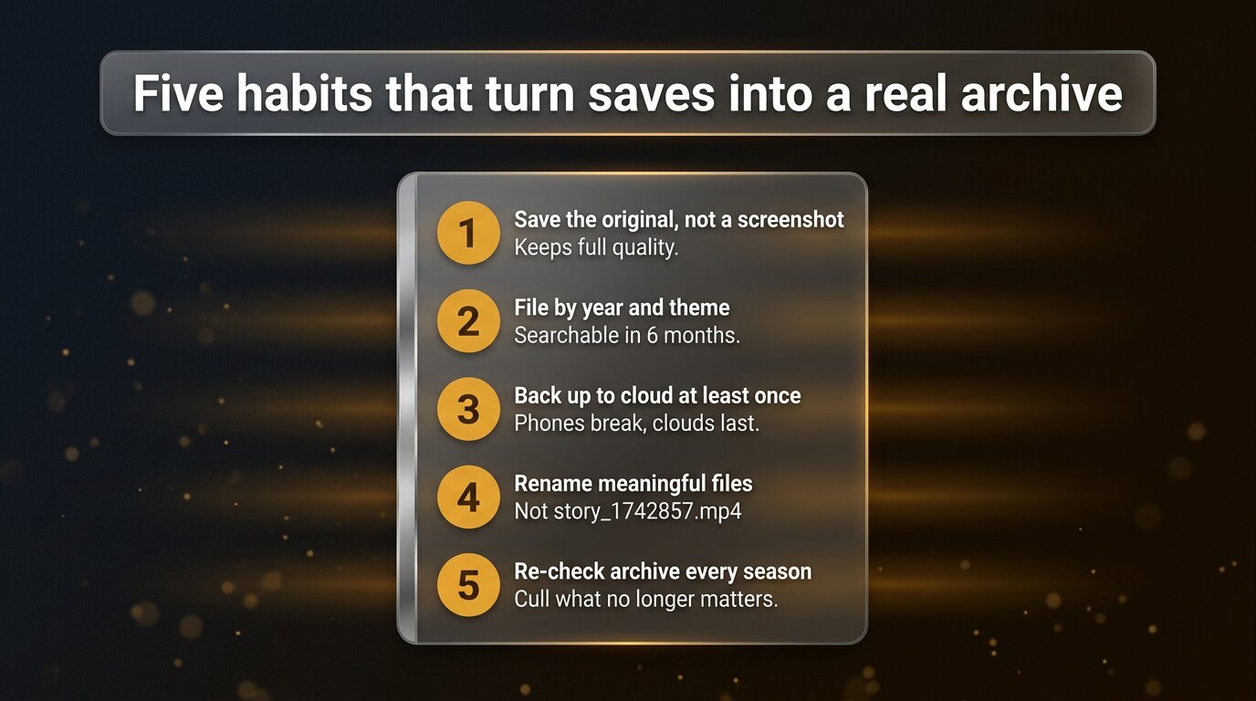 Five-step organisation checklist for a permanent Instagram story archive