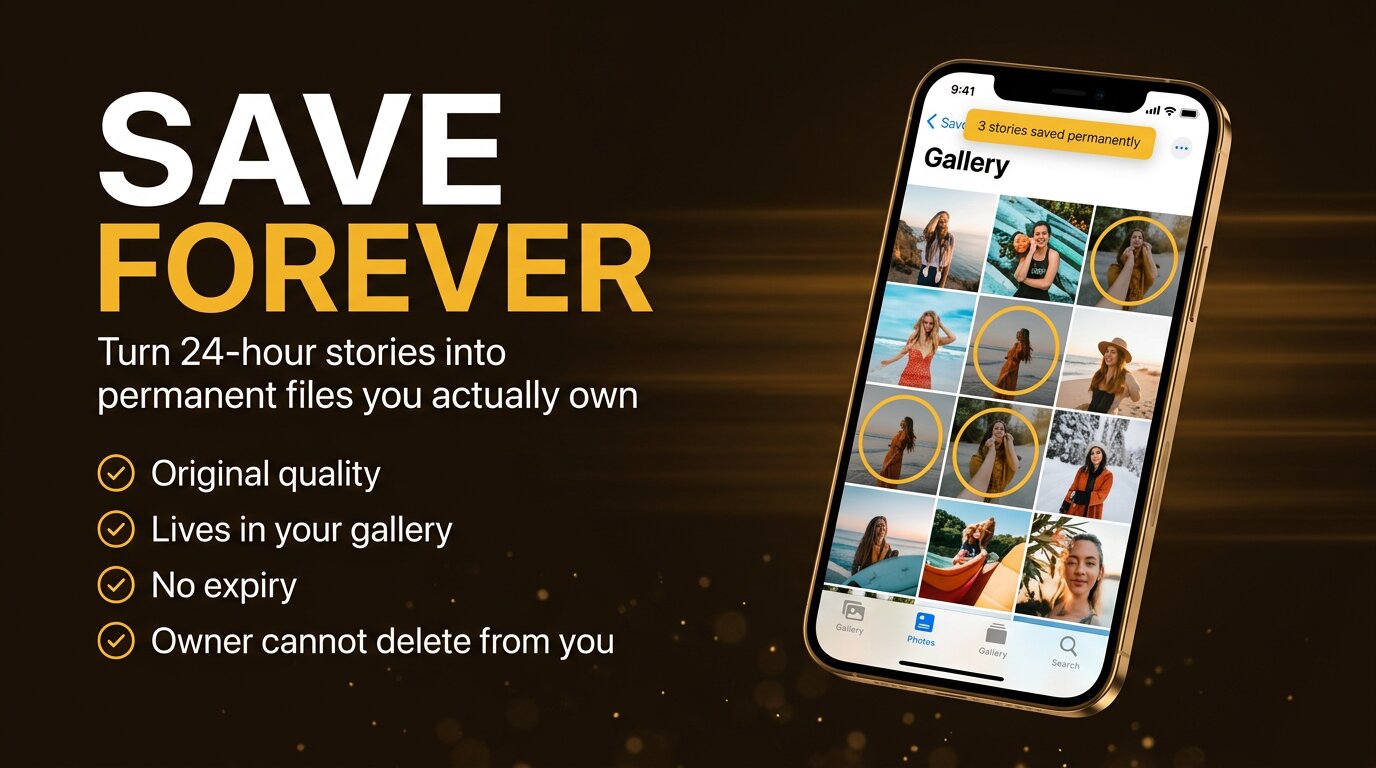Save Instagram stories permanently - turn 24h clips into forever files